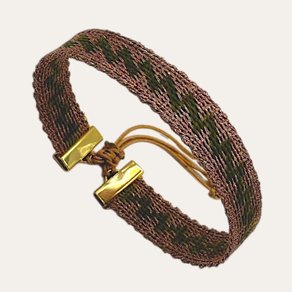 bracelet tissé main SAM fils dorés métier a tisser Maroc