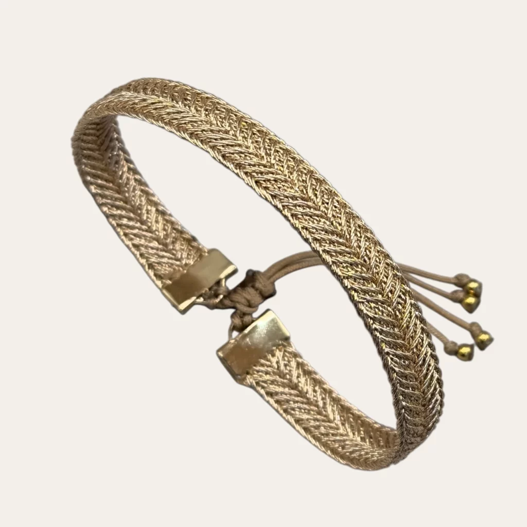 Bracelet BELA tissé en fils bronze motif entrelacé raffiné